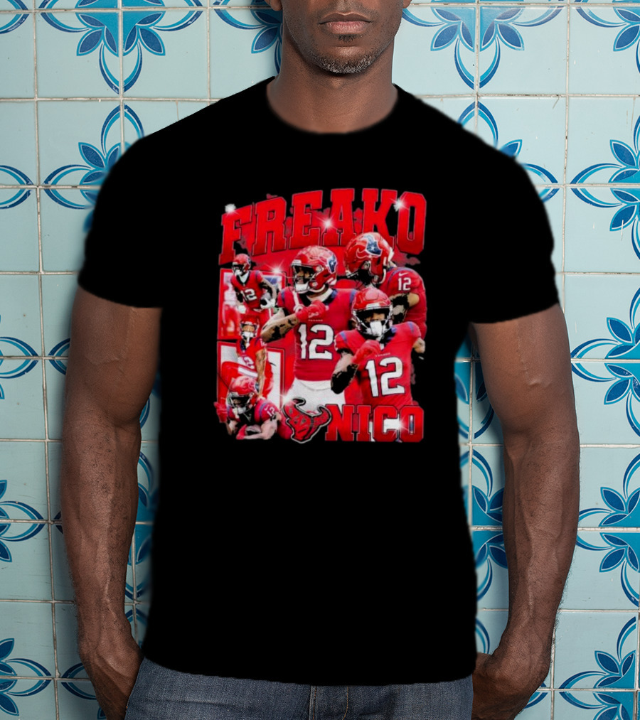 Houston Freako Nico 12 Football Player Collage T-Shirt