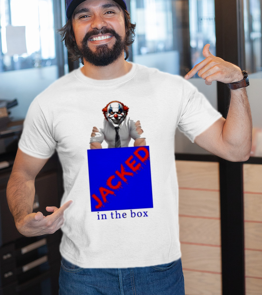 JACKED In The Box Clown Concept With Red-Blue Contrast T-Shirt