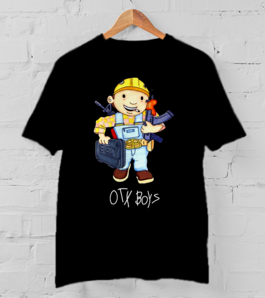 Geezyworld Bob The Driller OTX Boys Cartoon Character Holding Tools T-Shirt