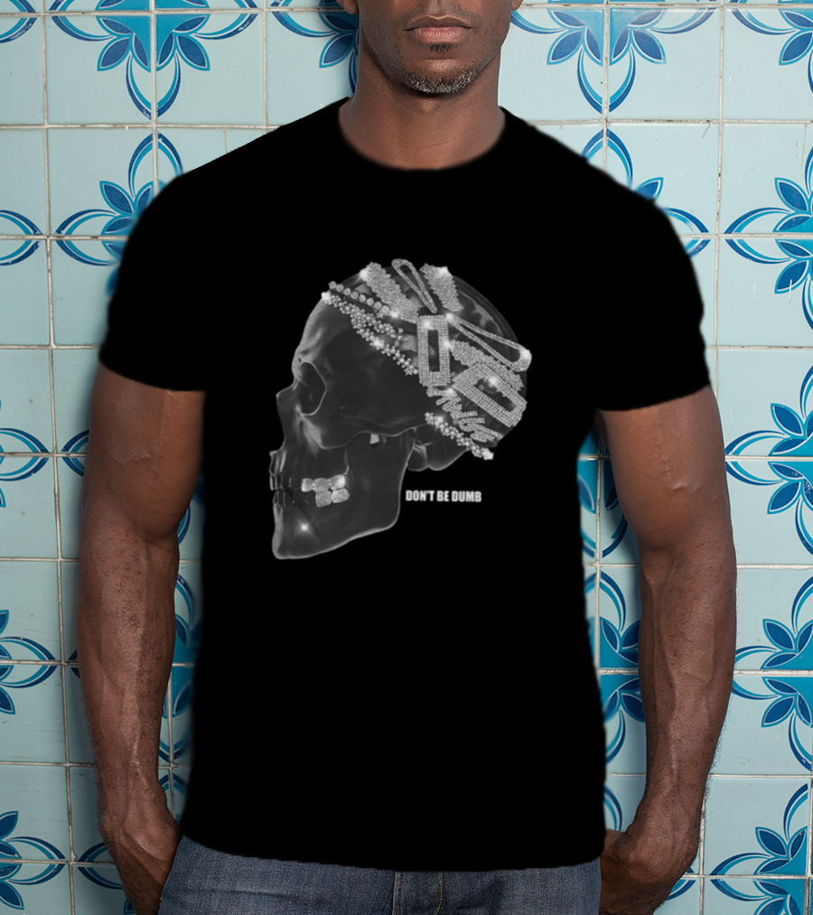 A$AP Rocky American Sabotage Don't Be Dumb Skull With Diamond Accents T-Shirt