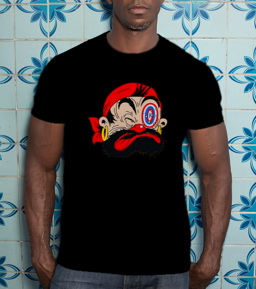 Bluto Sindbad Knockout Cartoon Pirate Target Eye T-Shirt