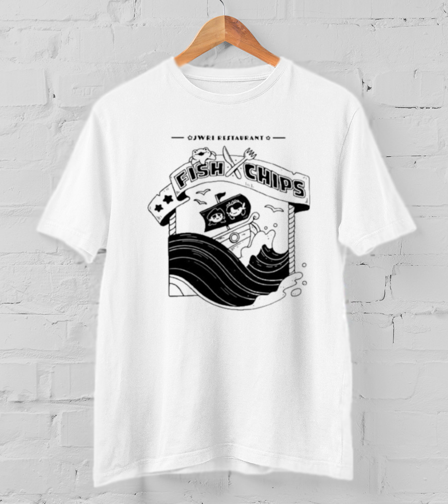 Jwri Restaurant Fish Chips Boat Adventure Waves T-Shirt