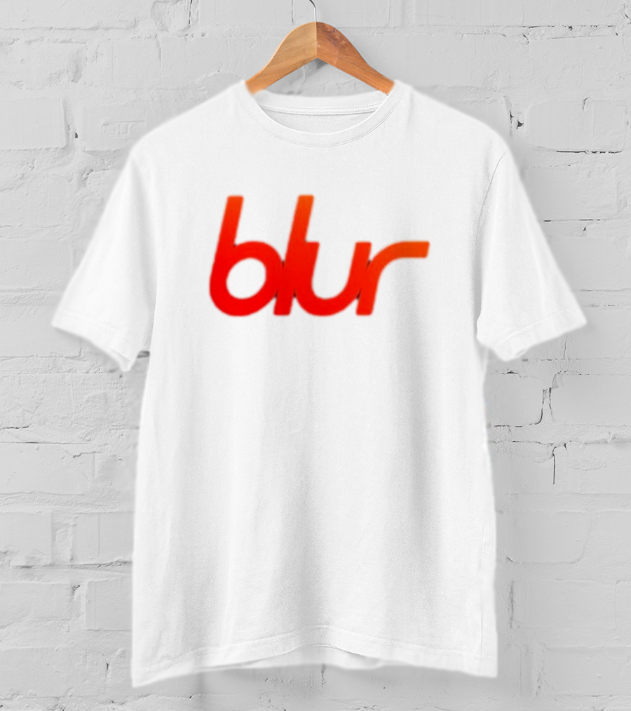 Blur Red-Orange Text Navy Blue T-Shirt