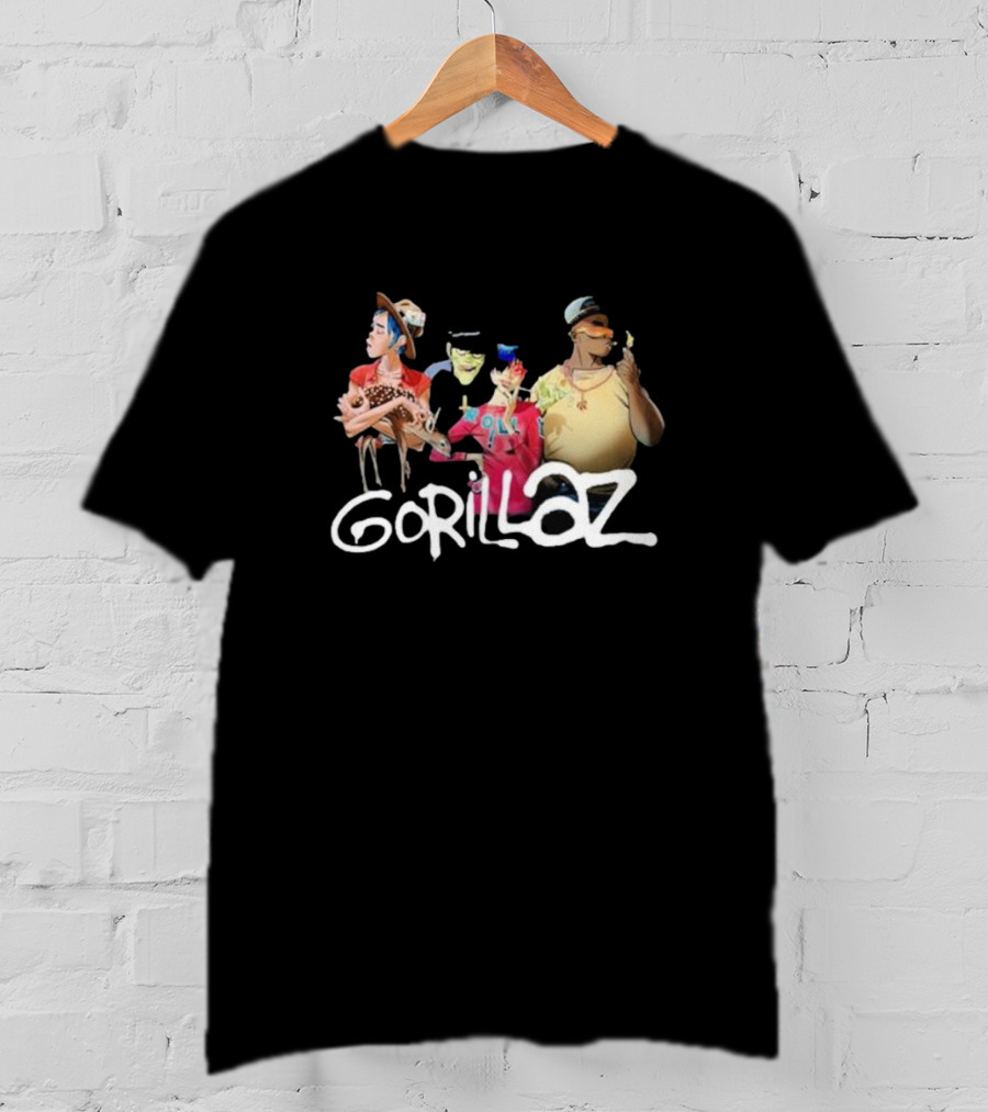 Gorillaz Band Characters With Deer Stonewashed T-Shirt