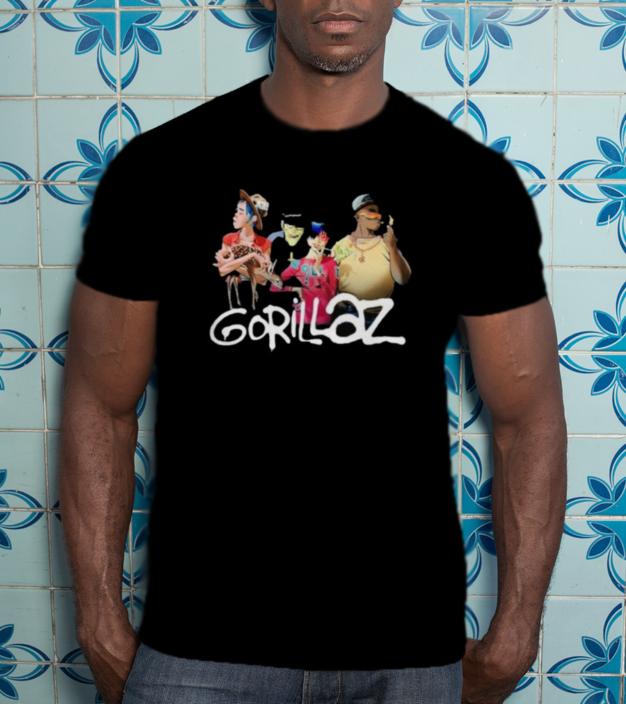 Gorillaz Band Characters With Deer Stonewashed T-Shirt