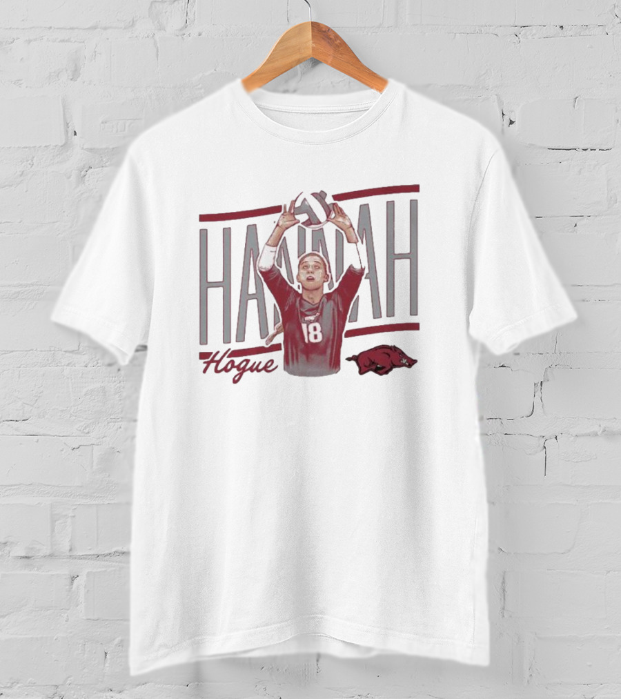 Hannah Hogue Volleyball Number 18 Razorback T-Shirt