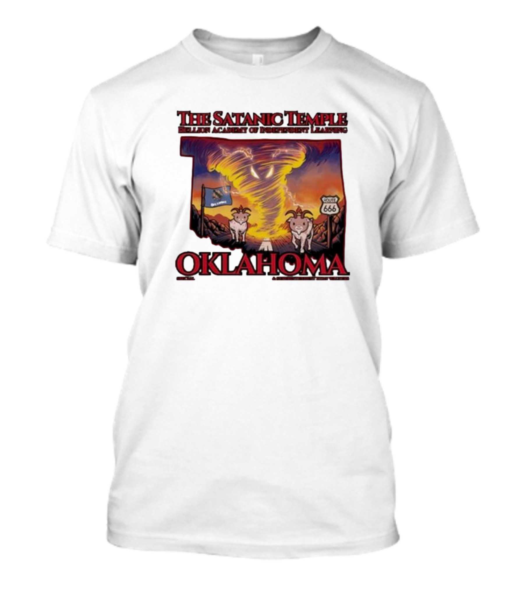 The Satanic Temple Campaign Oklahoma Route 666 Tornado Goats T-Shirt