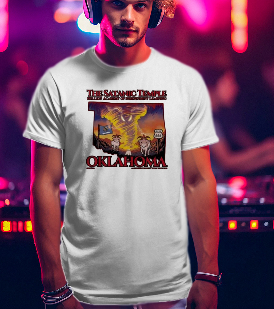 The Satanic Temple Campaign Oklahoma Route 666 Tornado Goats T-Shirt