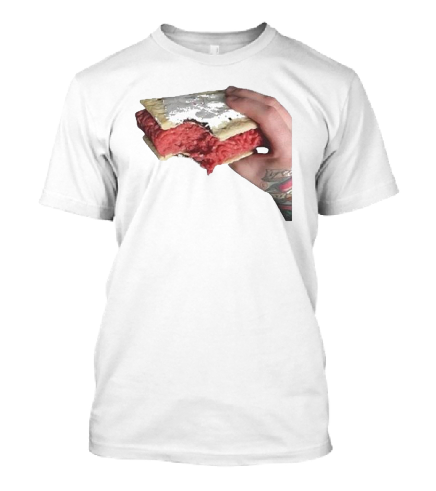 Man Holding Uncooked Meat Sandwich With Tattoos T-Shirt