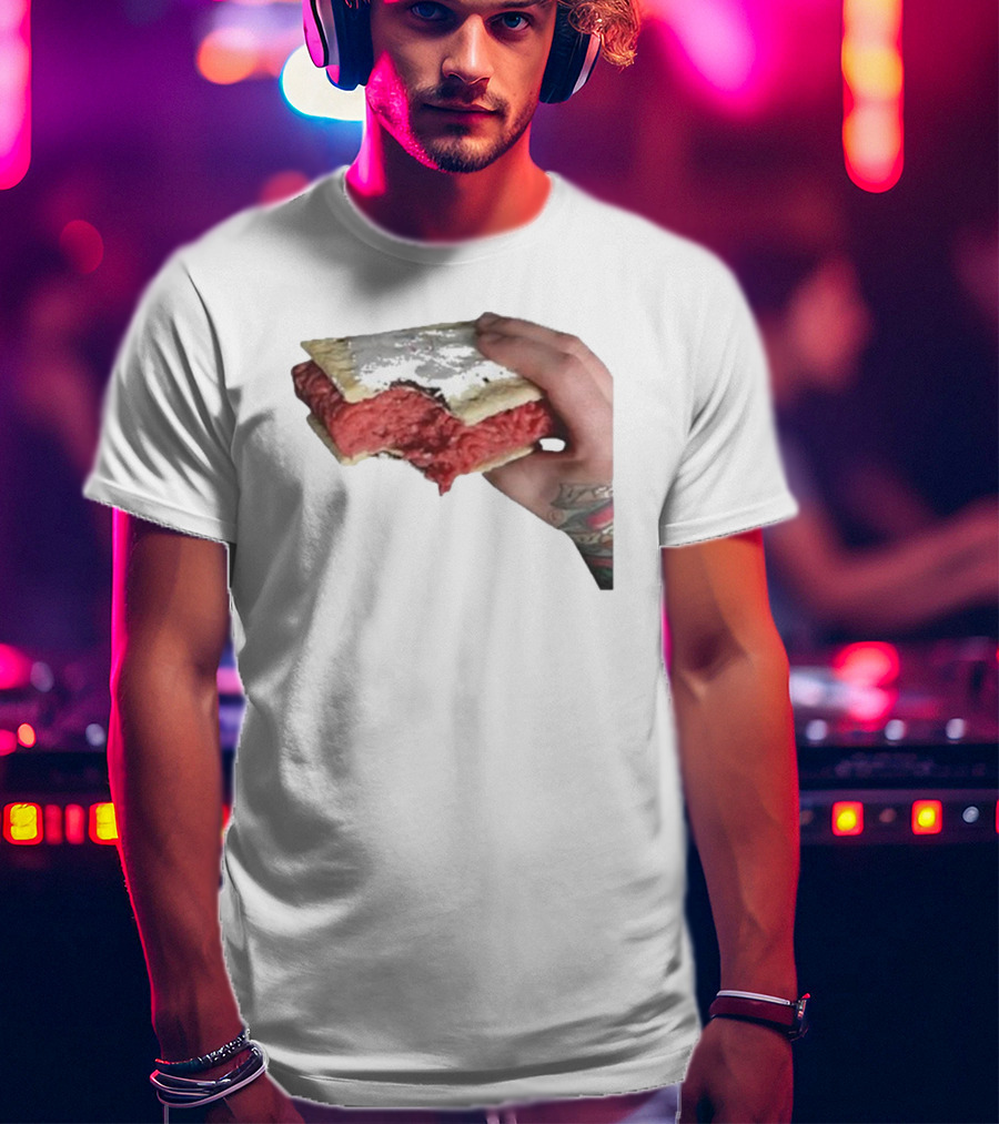 Man Holding Uncooked Meat Sandwich With Tattoos T-Shirt