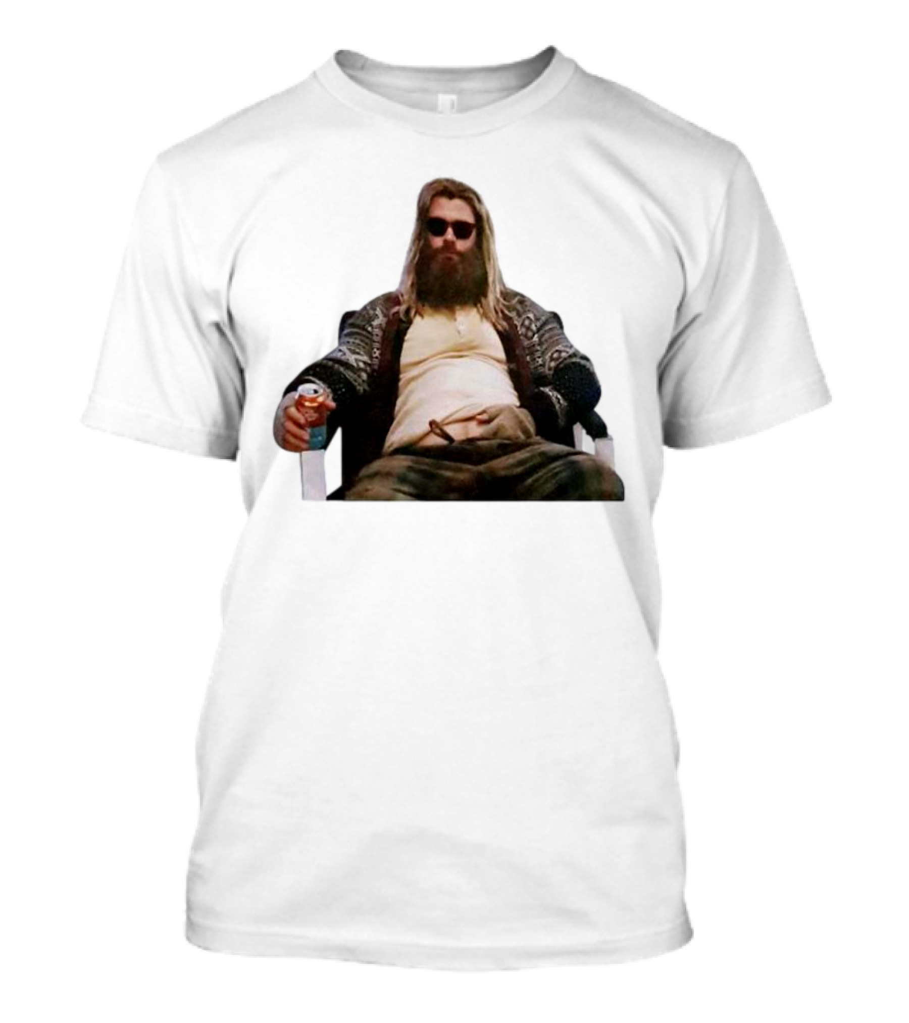 Marvel Avengers Endgame Fat Thor Sitting Relaxed With Drink T-Shirt