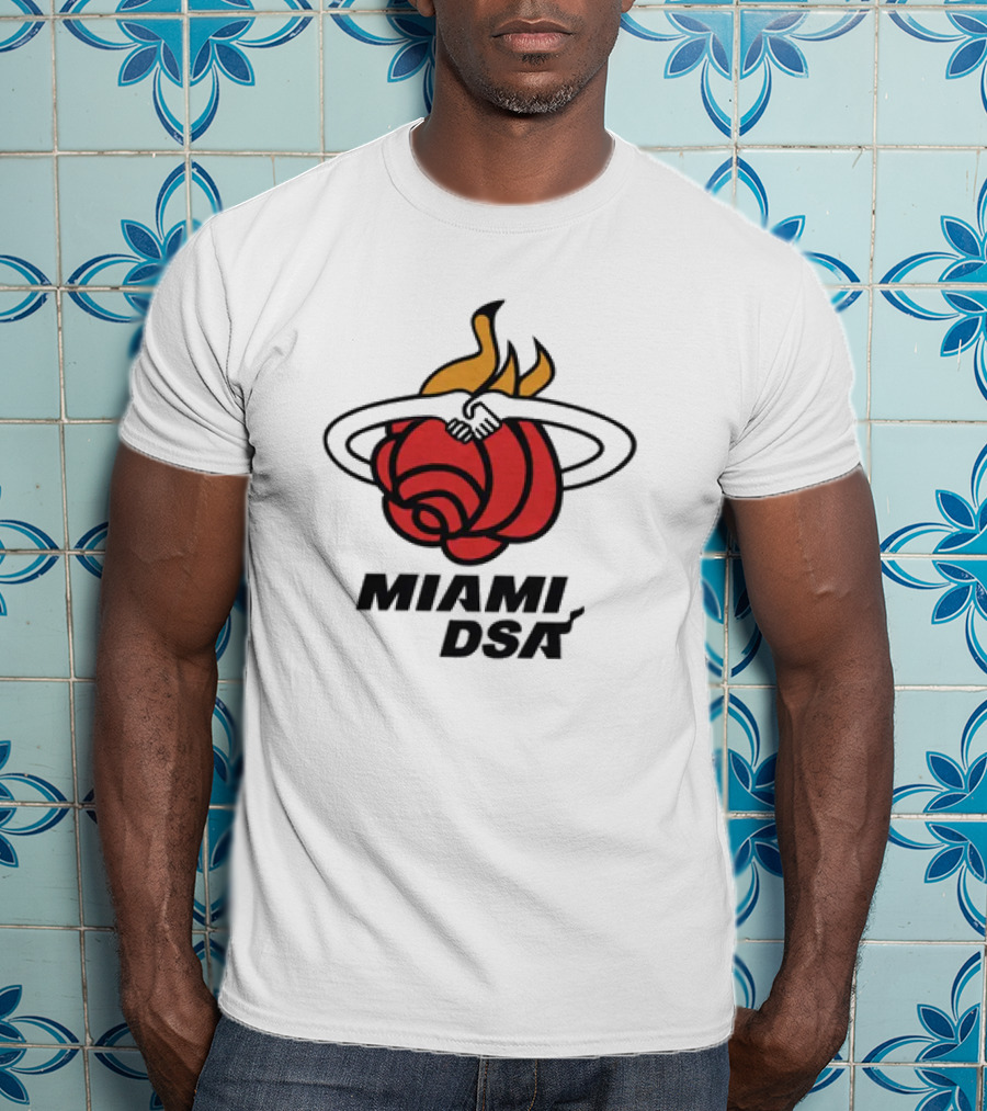 Miami DSA Rose With Flaming Basketball Iconic T-Shirt