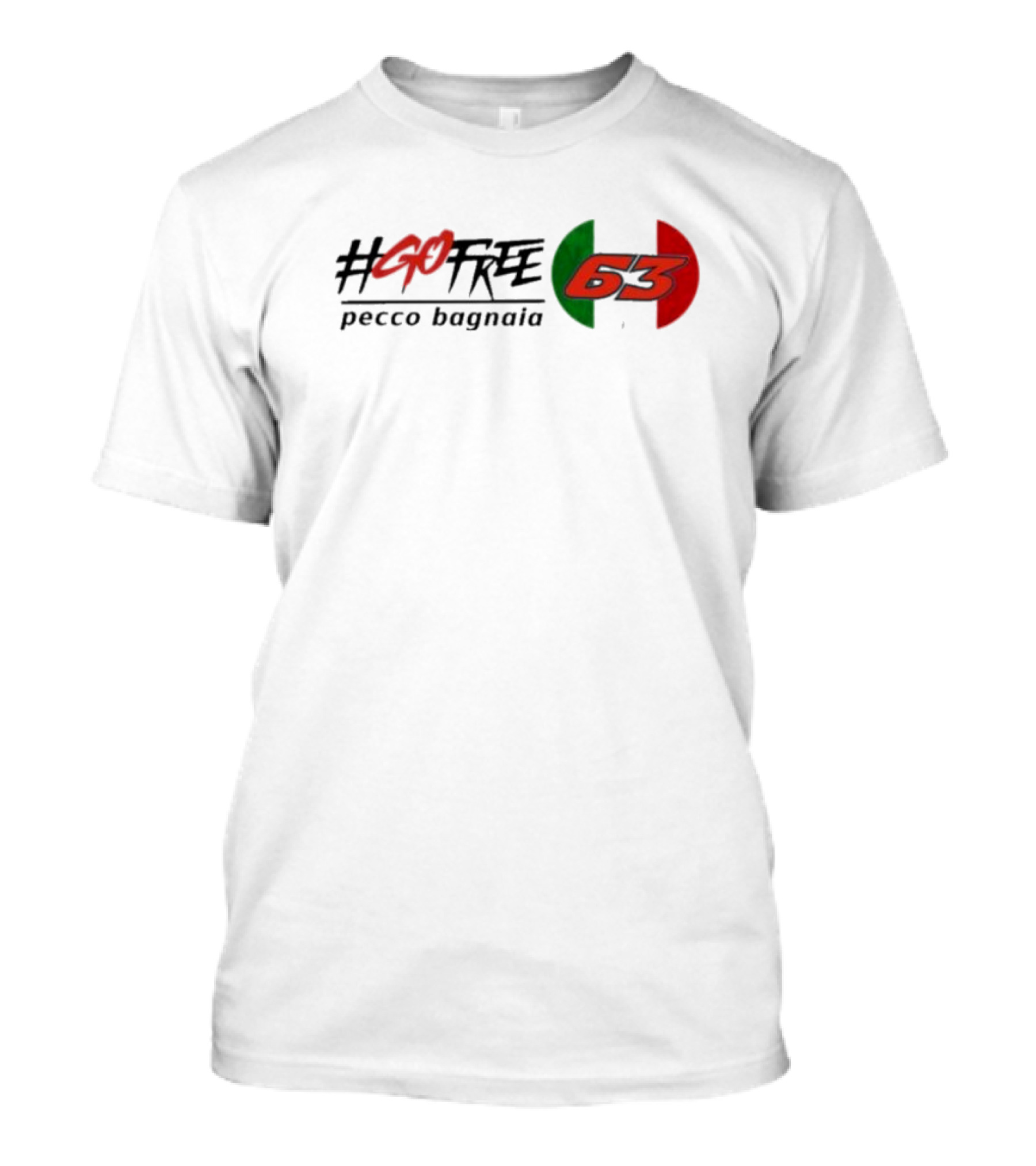 GoFree 63 Pecco Bagnaia Italian Flag Motif T-Shirt