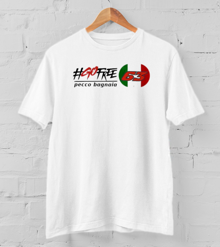 GoFree 63 Pecco Bagnaia Italian Flag Motif T-Shirt