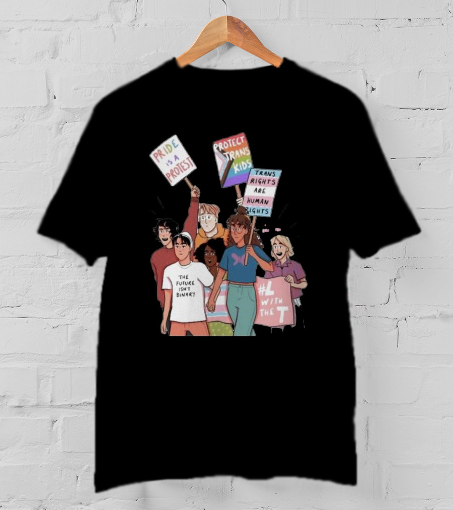 Heartstopper Pride Protest The Future Isn't Binary Protect Trans Kids Rights T-Shirt