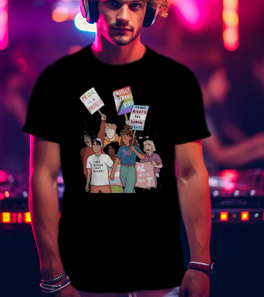Heartstopper Pride Protest The Future Isn't Binary Protect Trans Kids Rights T-Shirt