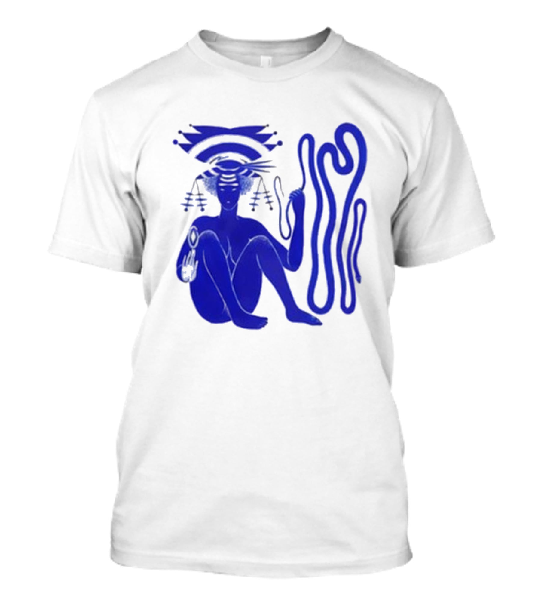 Hiatus Kaiyote Love Heart Cheat Code Abstract Blue Figure With Spiral Elements T-Shirt