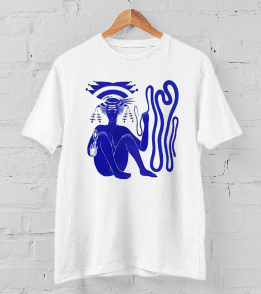 Hiatus Kaiyote Love Heart Cheat Code Abstract Blue Figure With Spiral Elements T-Shirt