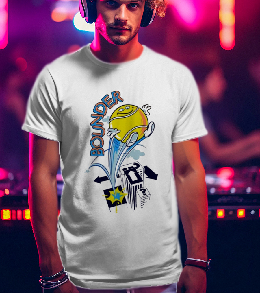 BOUNDING YELLOW CHARACTER ROOFTOP ADVENTURE T-Shirt