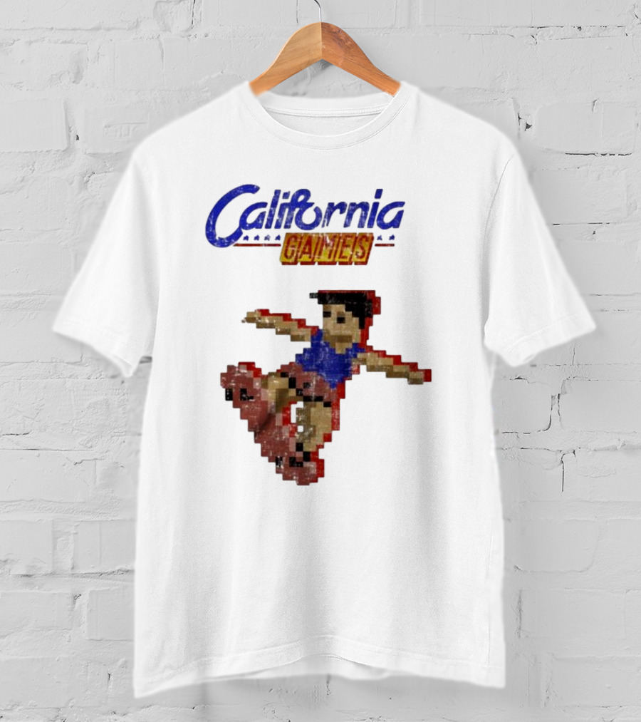 California Games Pixelated Skateboarding Retro Gaming T-Shirt