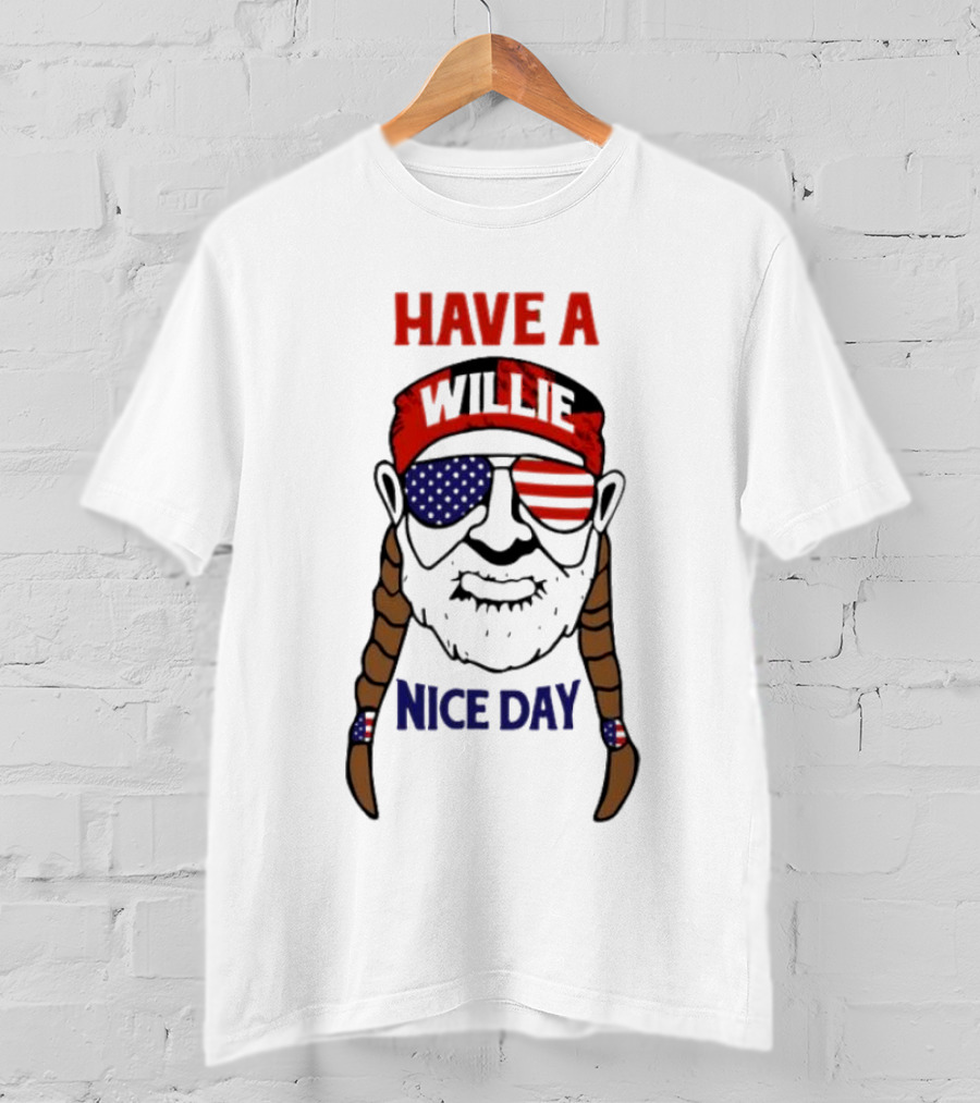 Have A Willie Nice Day USA Bandana Sunglasses Braids T-Shirt
