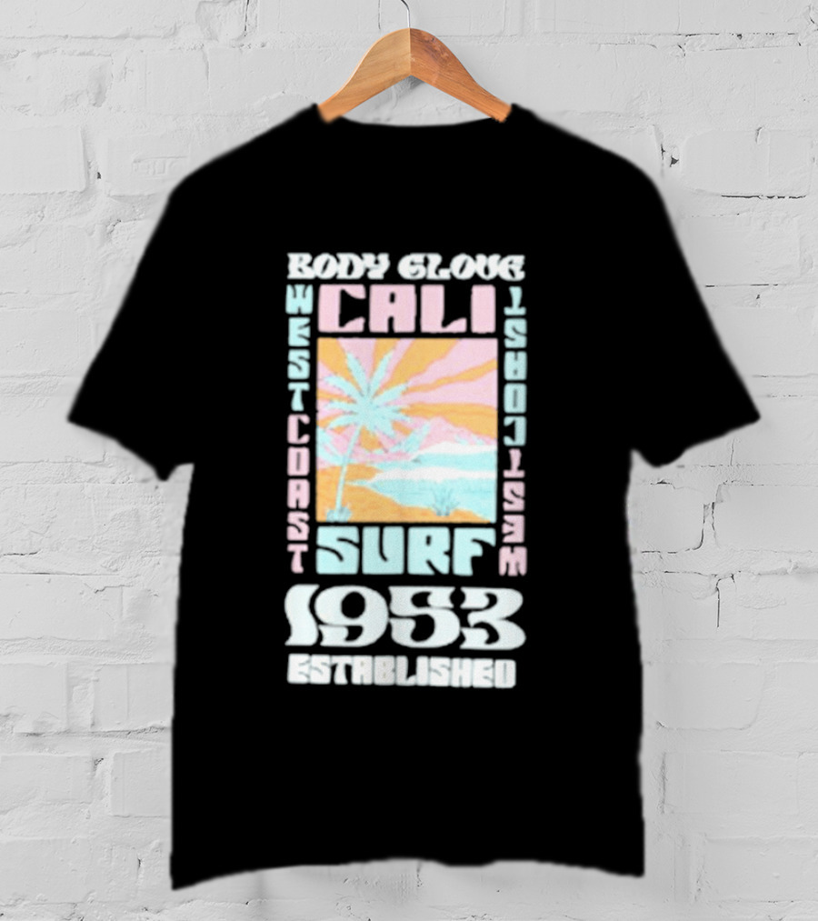 Body Glove Cali Surf 1953 Established West Coast Retro Palm Tree Ocean Waves T-Shirt
