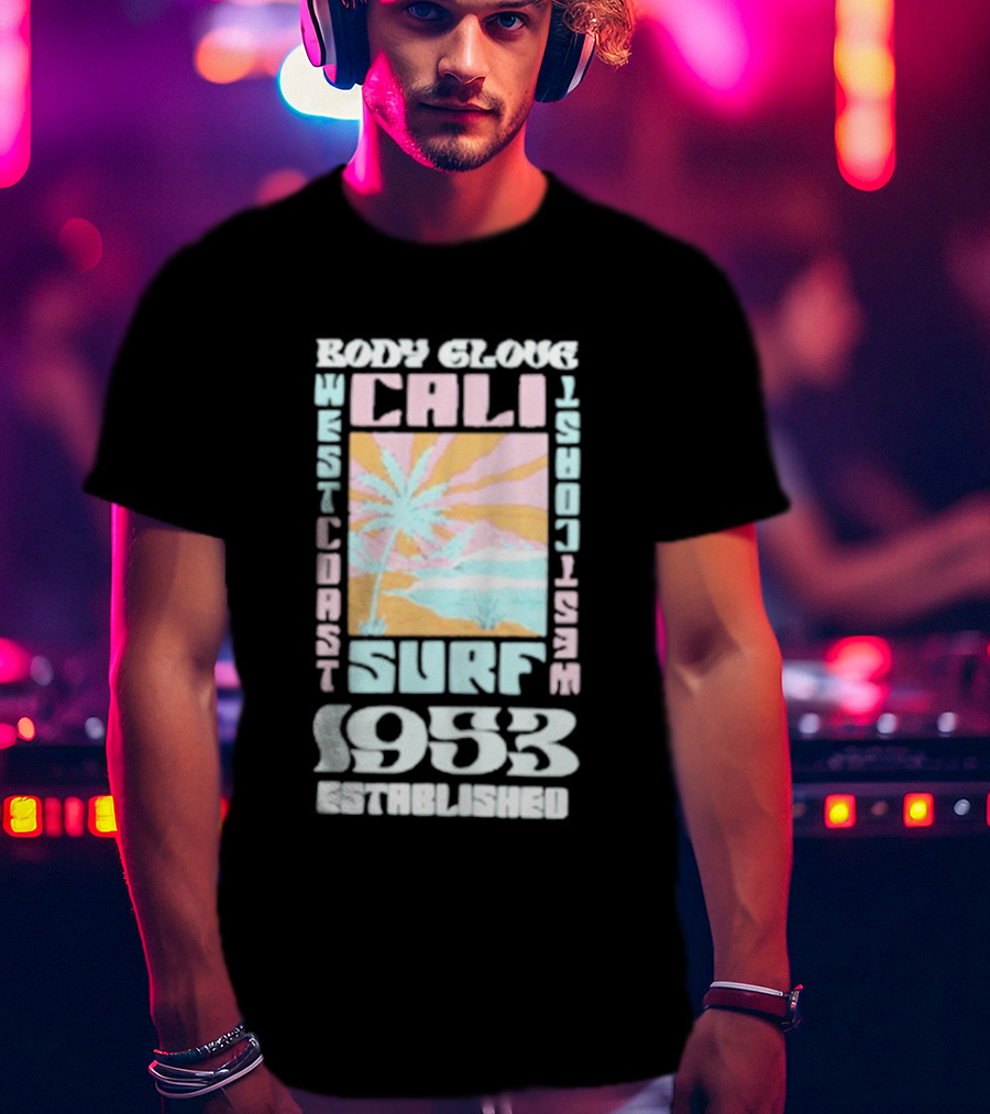 Body Glove Cali Surf 1953 Established West Coast Retro Palm Tree Ocean Waves T-Shirt