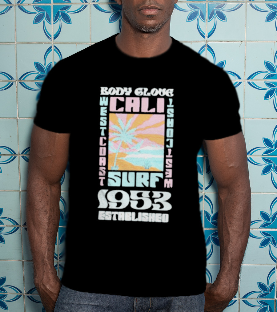 Body Glove Cali Surf 1953 Established West Coast Retro Palm Tree Ocean Waves T-Shirt