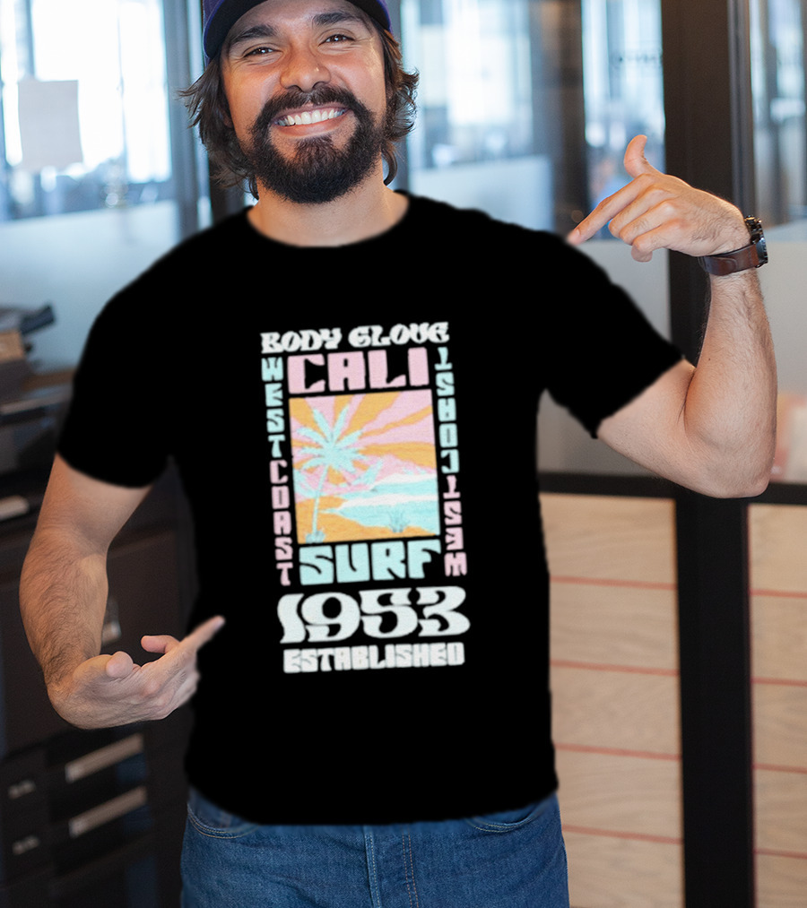Body Glove Cali Surf 1953 Established West Coast Retro Palm Tree Ocean Waves T-Shirt