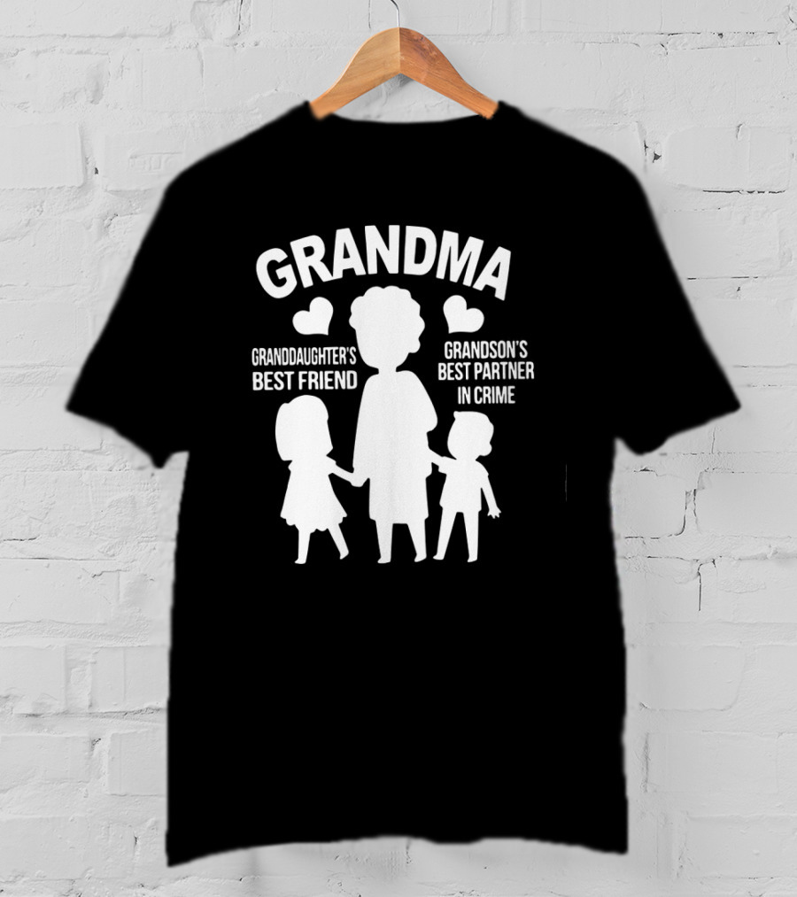 Grandma Granddaughter's Best Friend Grandson's Best Partner In Crime Hearts T-Shirt
