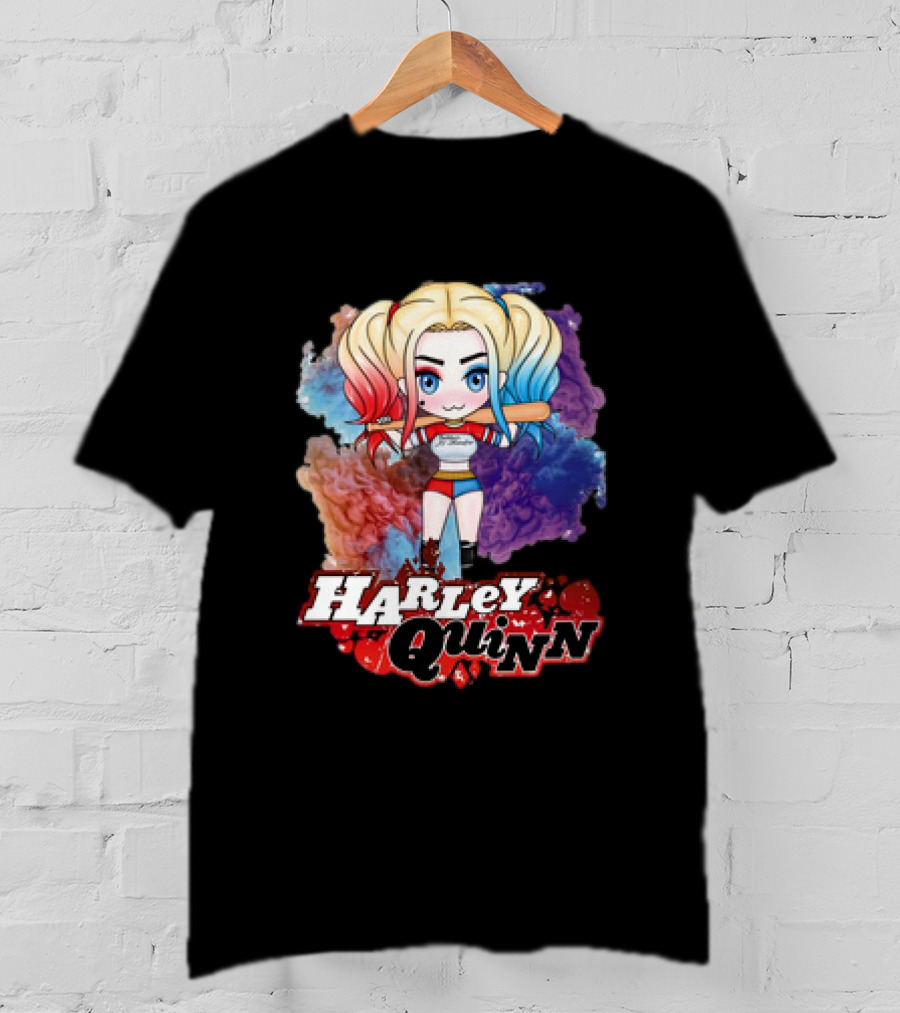 Harley Quinn Birds Of Prey Chibi Colorful Background T-Shirt