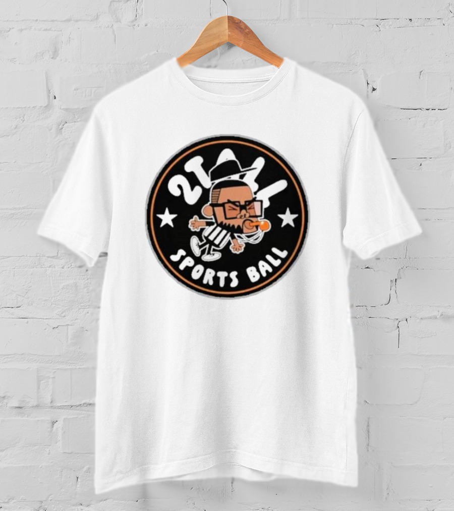 2Tall Sports Ball Referee Cartoon With Whistle And Stars T-Shirt