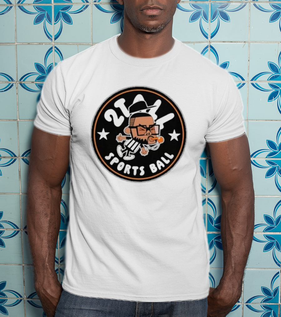 2Tall Sports Ball Referee Cartoon With Whistle And Stars T-Shirt
