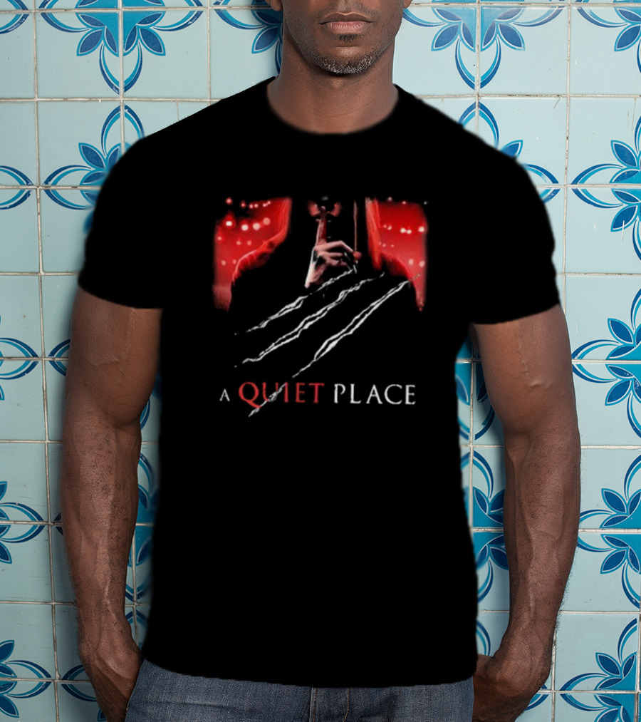 A Quiet Place Red Intensity Shushing With Scratches T-Shirt