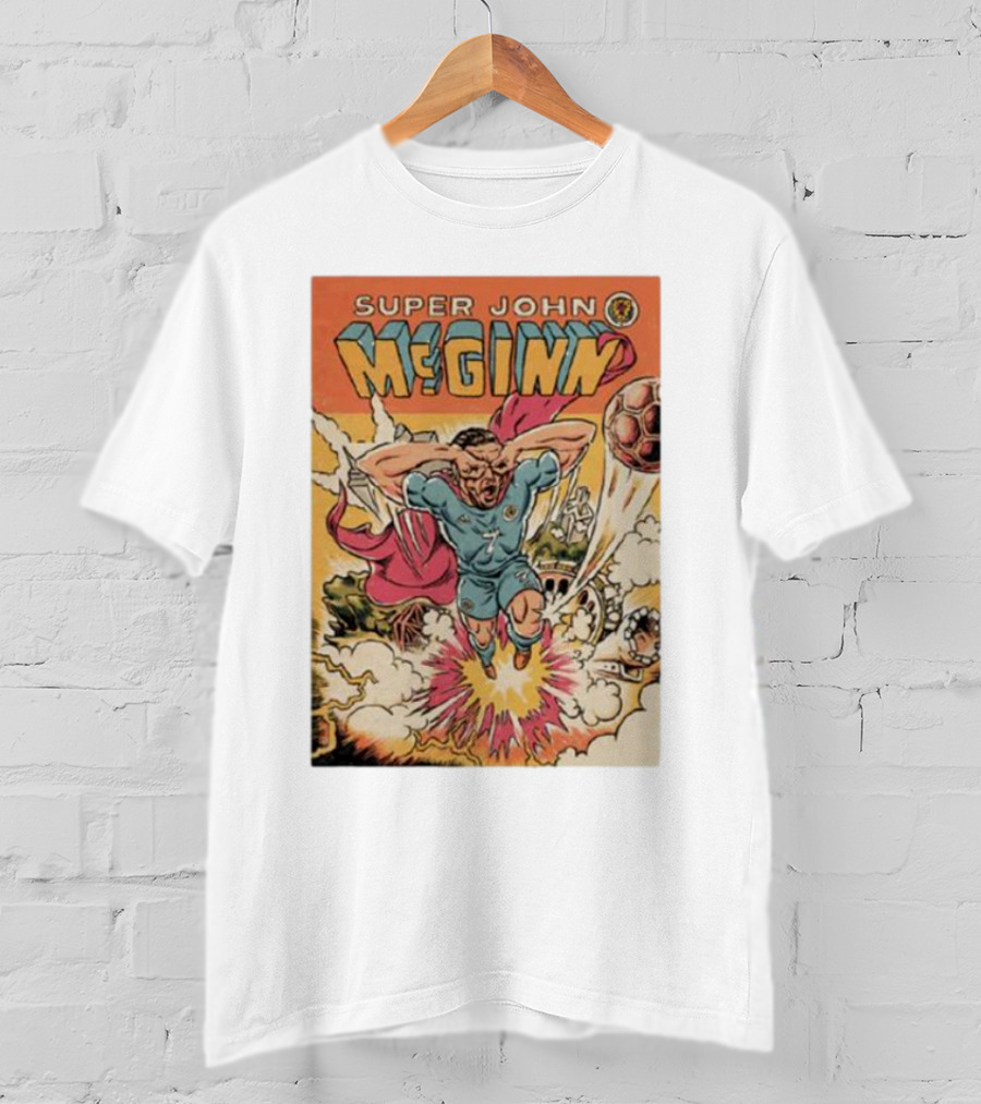 Super John McGinn Flying Hero Soccer Explosion Action Comic T-Shirt