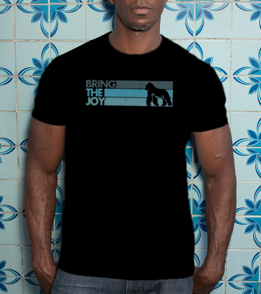 Bring The Joy Gorilla Silhouette Blue Stripes T-Shirt