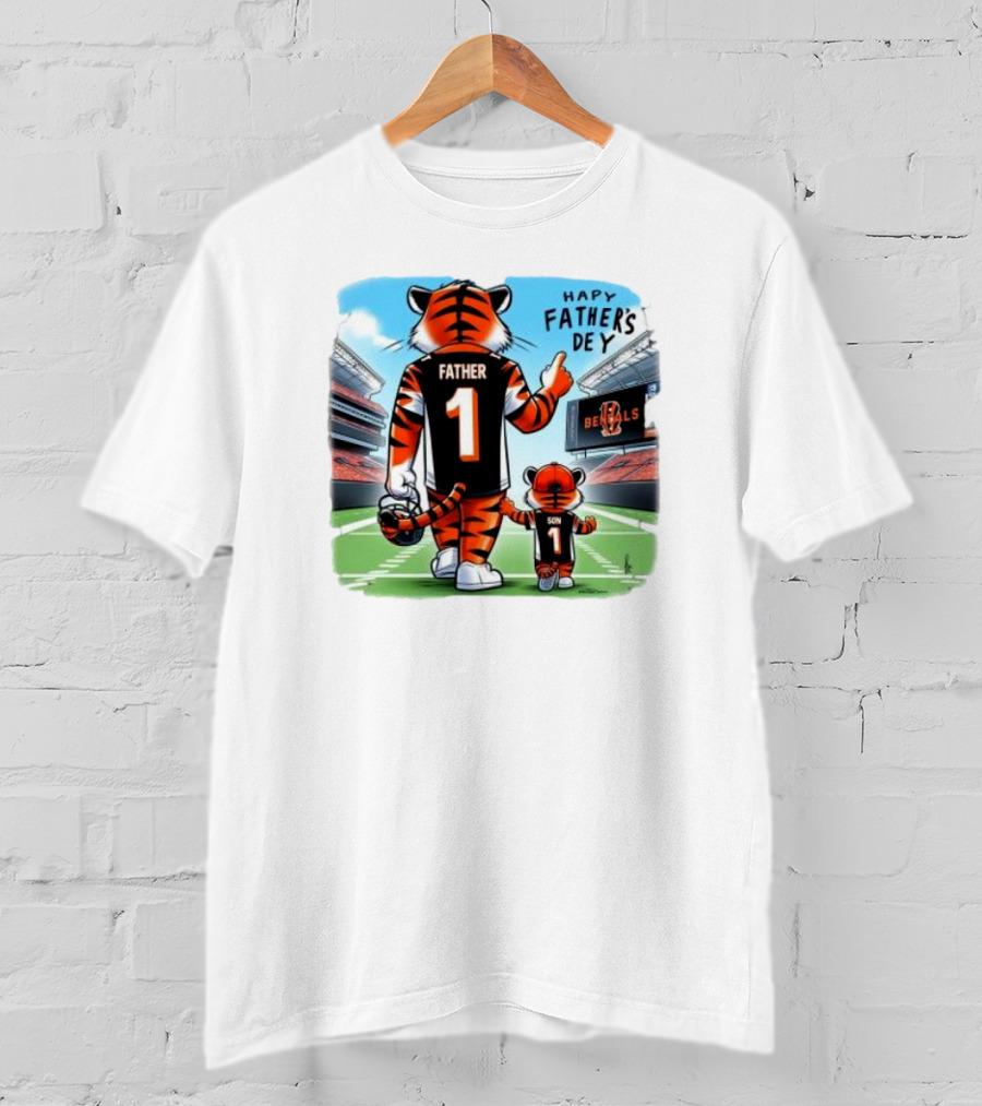 Cincinnati Bengals Mascot Father Son Happy Father’s Day T-Shirt