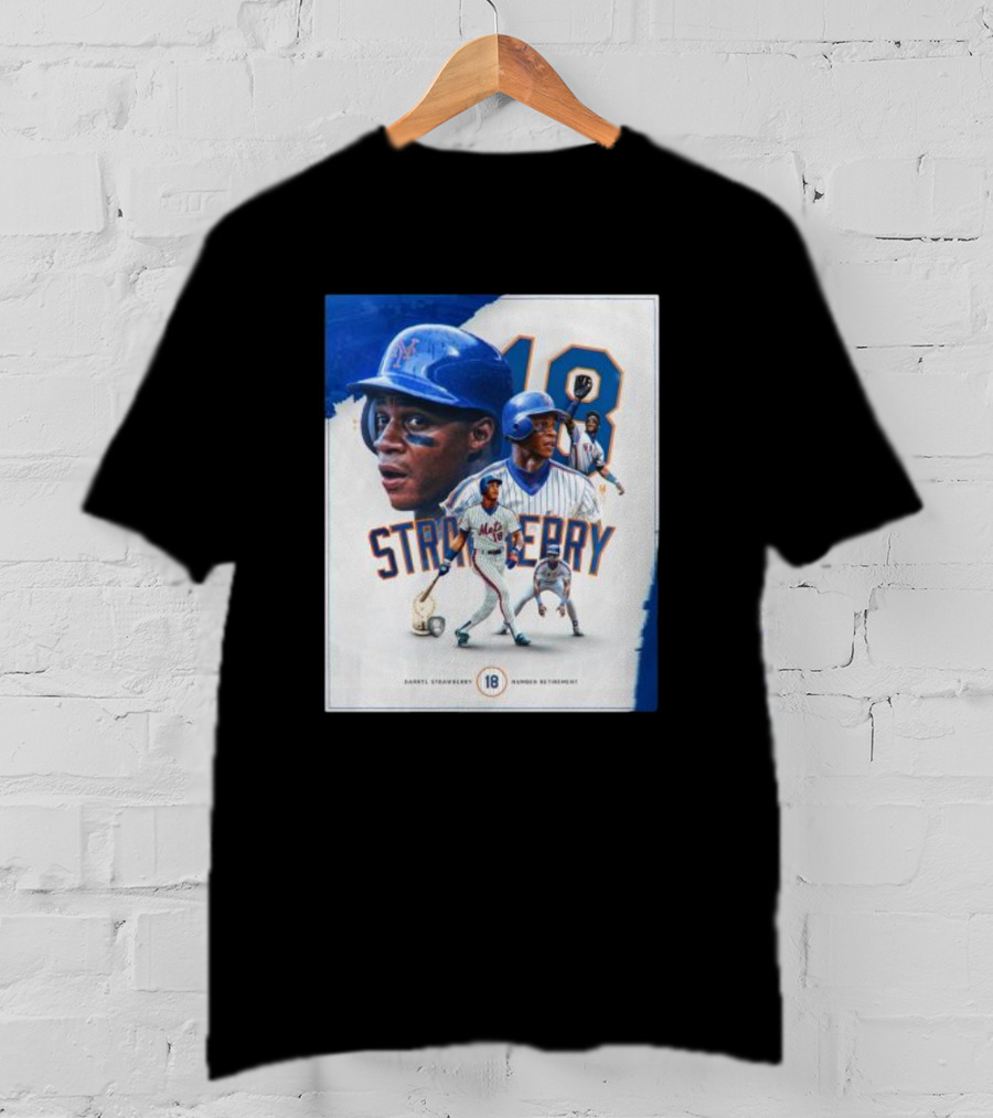 Darryl Strawberry Mets 18 Number Retirement Celebration With Iconic Baseball T-Shirt