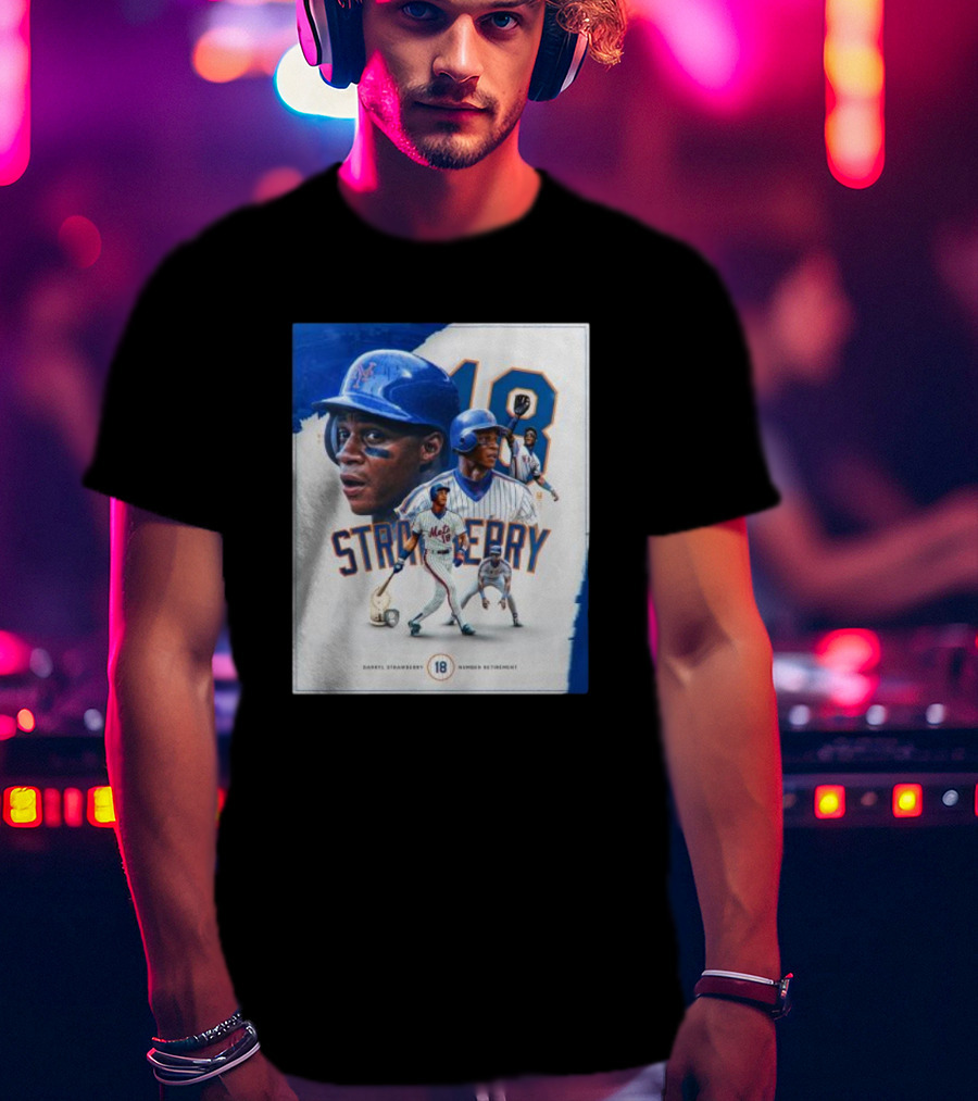 Darryl Strawberry Mets 18 Number Retirement Celebration With Iconic Baseball T-Shirt