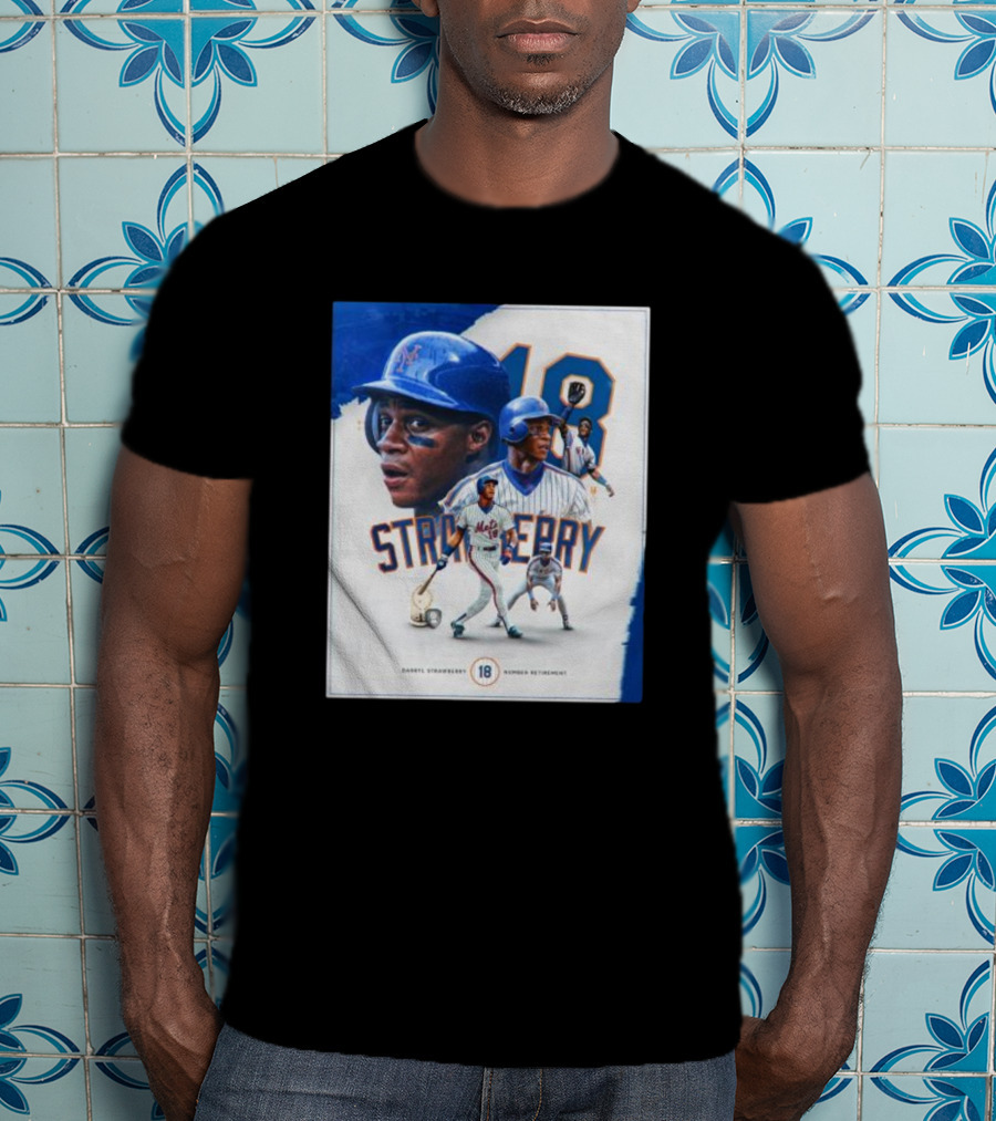 Darryl Strawberry Mets 18 Number Retirement Celebration With Iconic Baseball T-Shirt