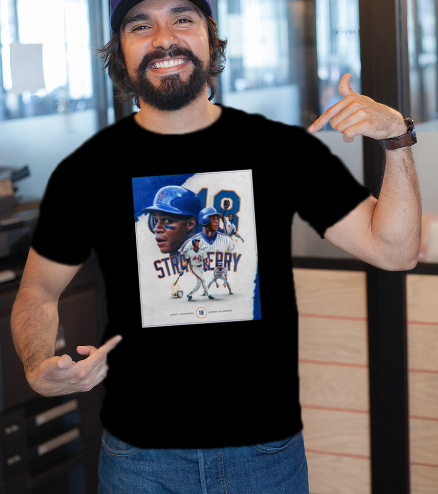 Darryl Strawberry Mets 18 Number Retirement Celebration With Iconic Baseball T-Shirt