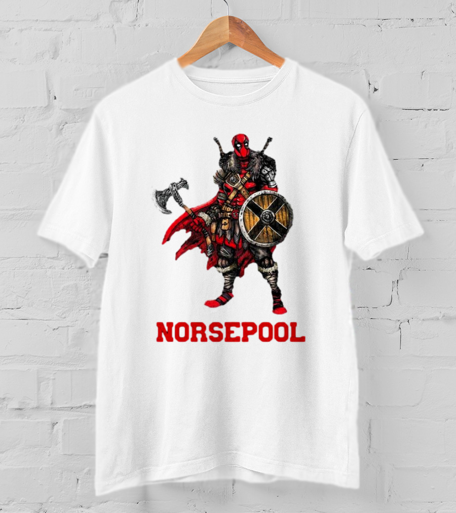Deadpool Norsepool Viking Warrior With Axe And Shield T-Shirt