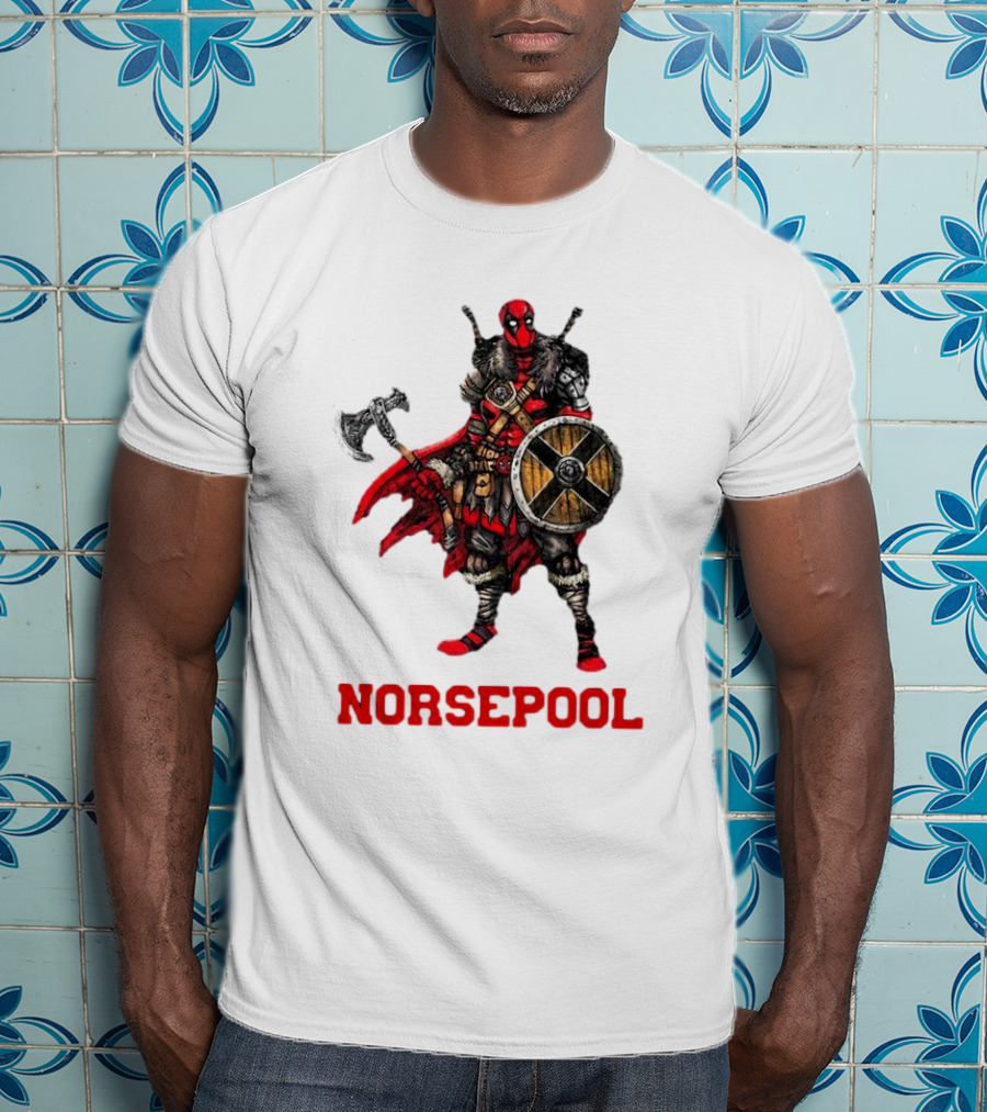 Deadpool Norsepool Viking Warrior With Axe And Shield T-Shirt
