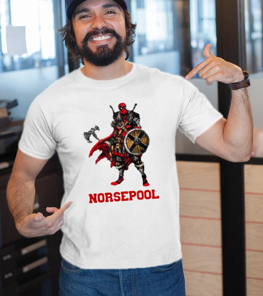 Deadpool Norsepool Viking Warrior With Axe And Shield T-Shirt