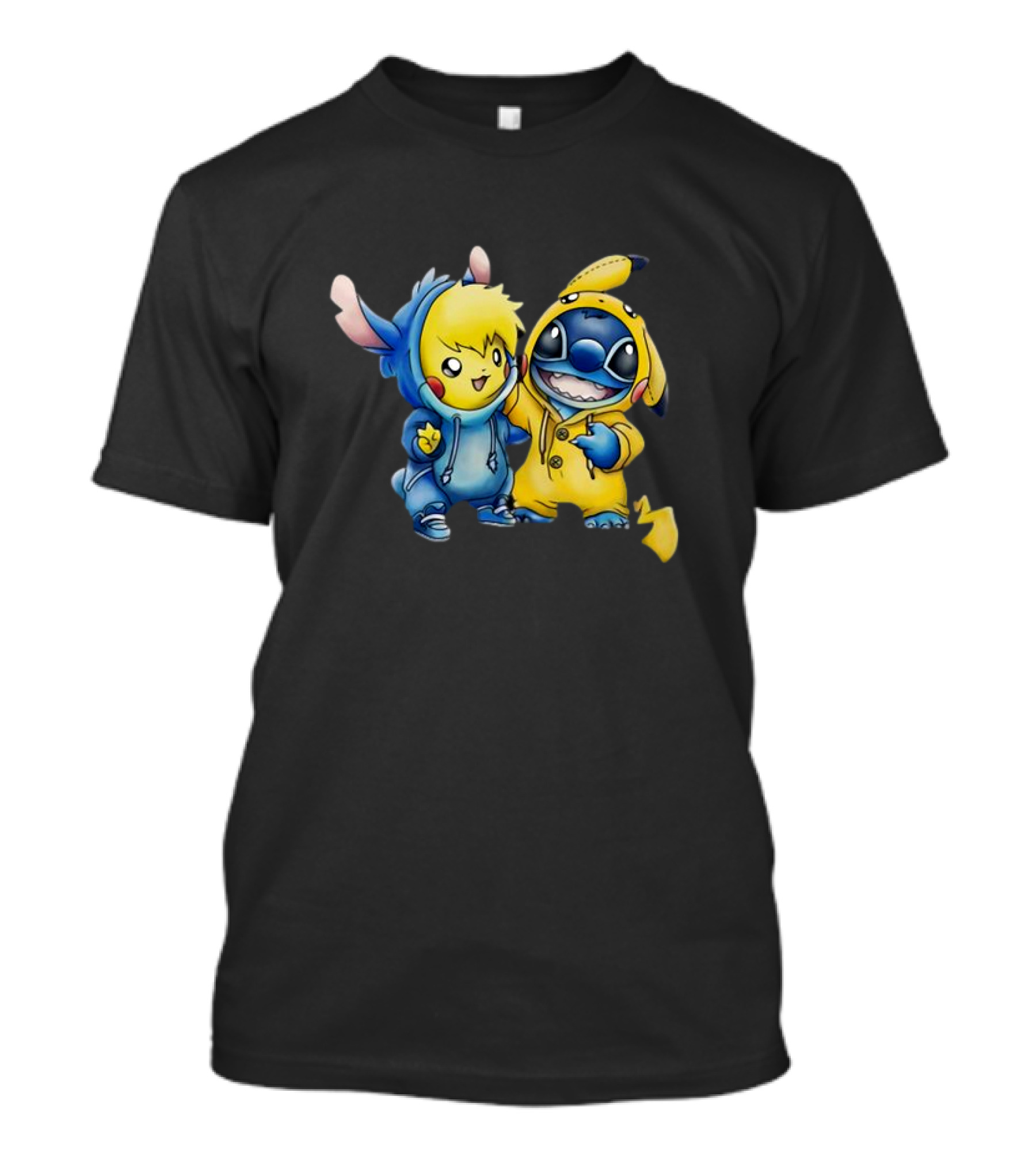 Disney Lilo Stitch Pikachu Pokemon Crossover Character T-Shirt