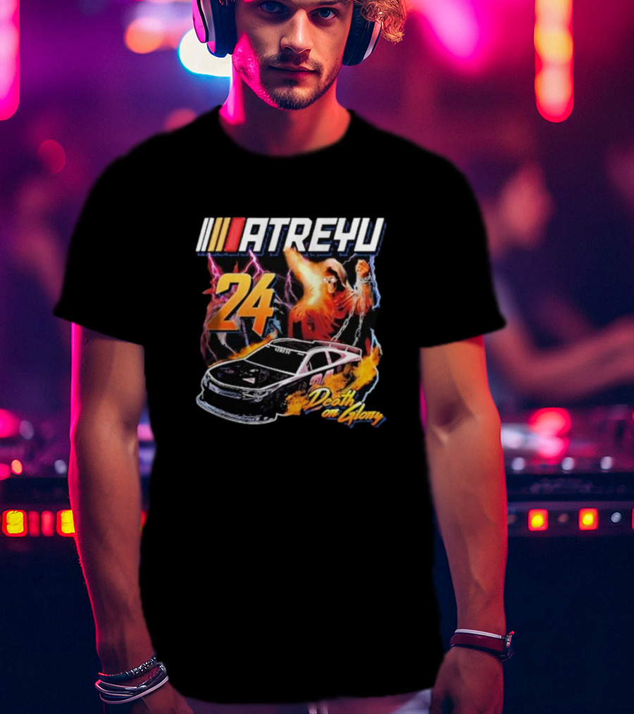 ATREYU 24 Death Or Glory Racing Theme With Flaming Car And Lightning Chains T-Shirt