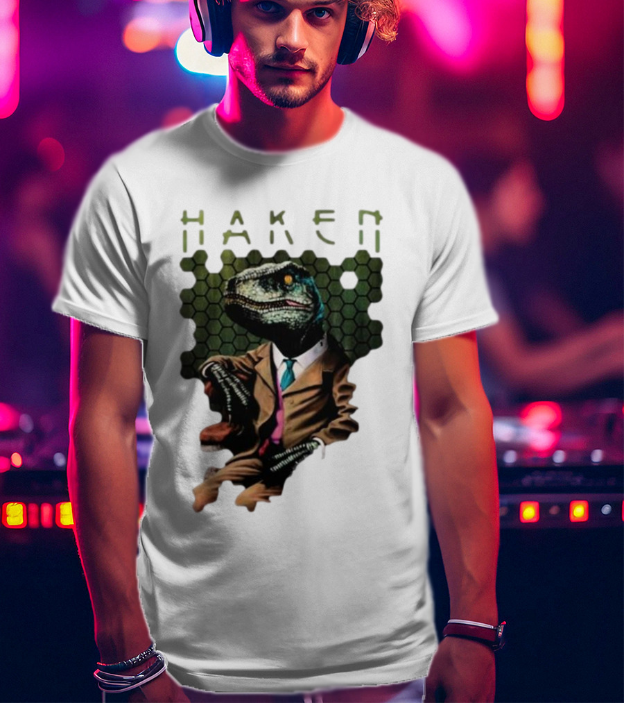 Haken Raptor Sophisticated Dinosaur In Suit T-Shirt