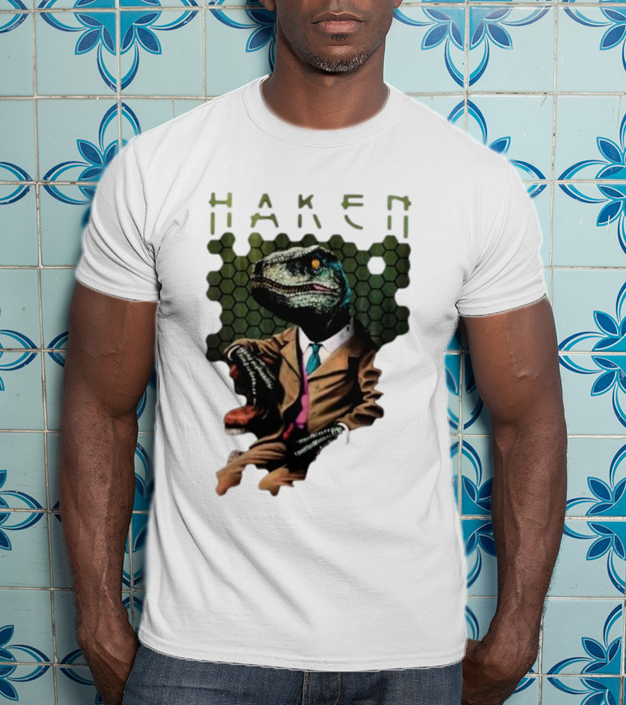 Haken Raptor Sophisticated Dinosaur In Suit T-Shirt