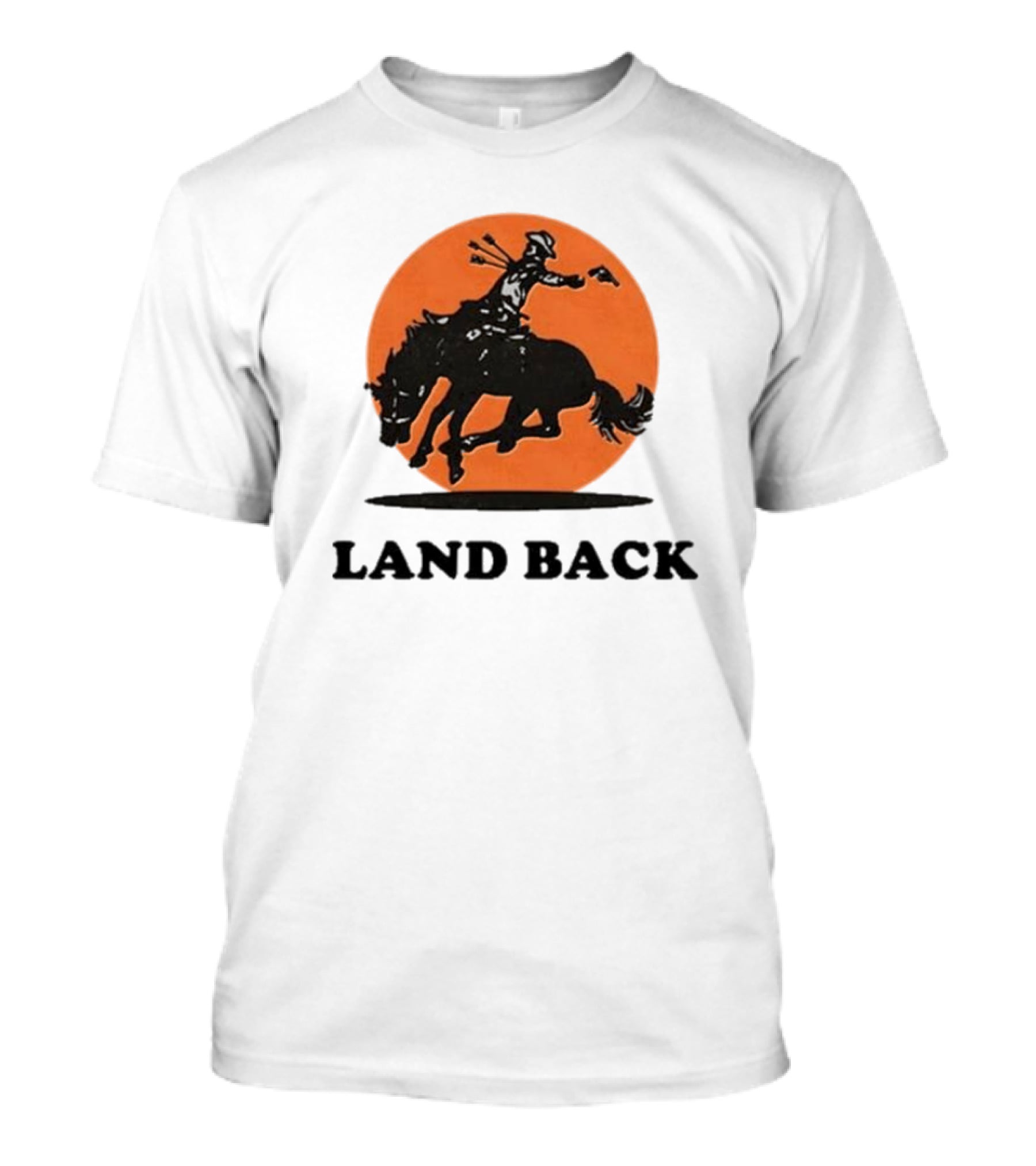 Krime Land Back Cowboy Silhouette With Orange Circle T-Shirt