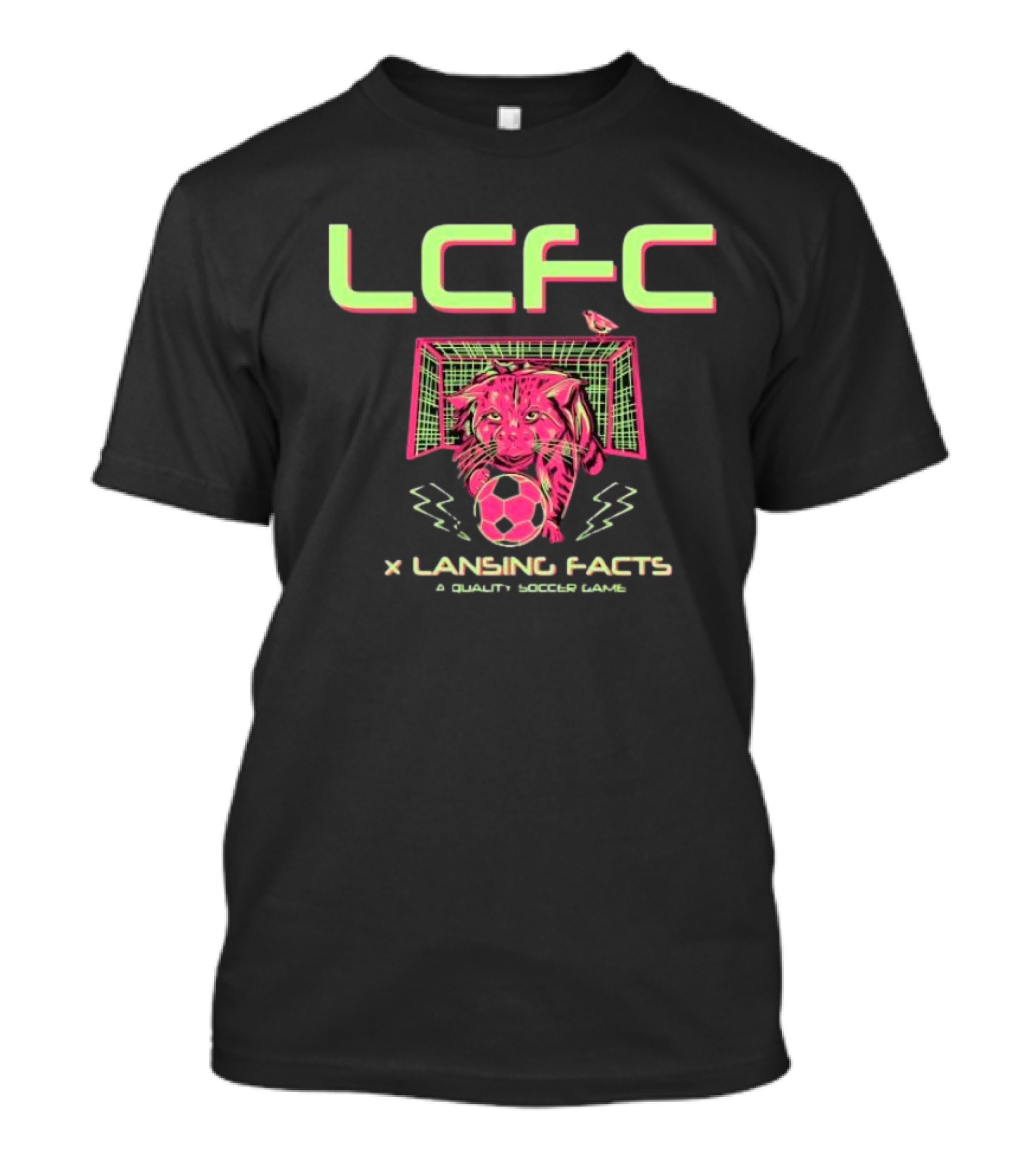 LCFC X Lansing Facts A Quality Soccer Game With Neon Panther And Soccer Ball T-Shirt